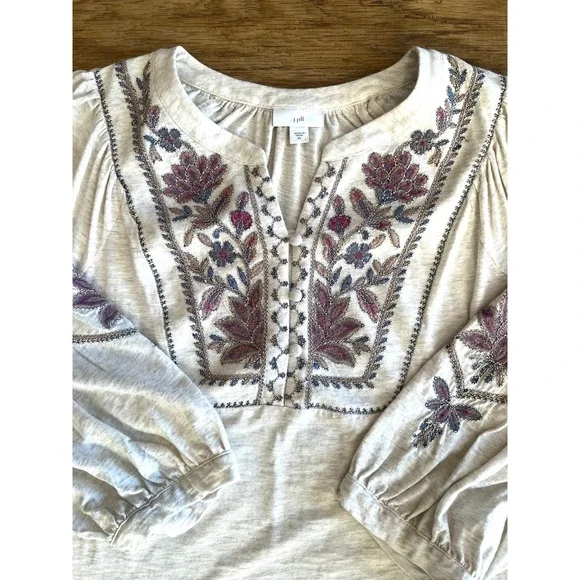J. Jill Feminine Floral Embroidered Blouse Size 2X Plus 3/4 Sleeves boxy - Picture 2 of 10